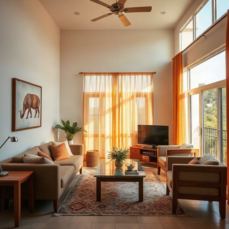Bright interior of a furnished Kakamega apartment with acacia wood furniture